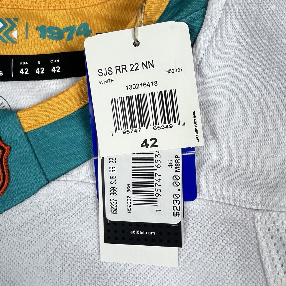 Adidas NHL San Jose Sharks "Brent Burns" Reverse Retro Jersey (H52337) Size 42 - Picture 7 of 10